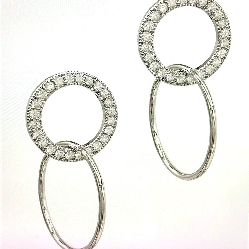Adornia White Rhodium Circle Drop Earrings